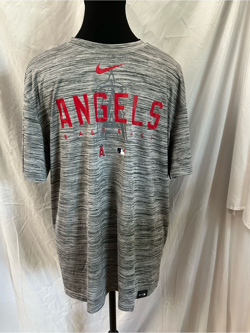 Nike Gray Heather Angels Short Sleeve Performance Tee with Red Logo